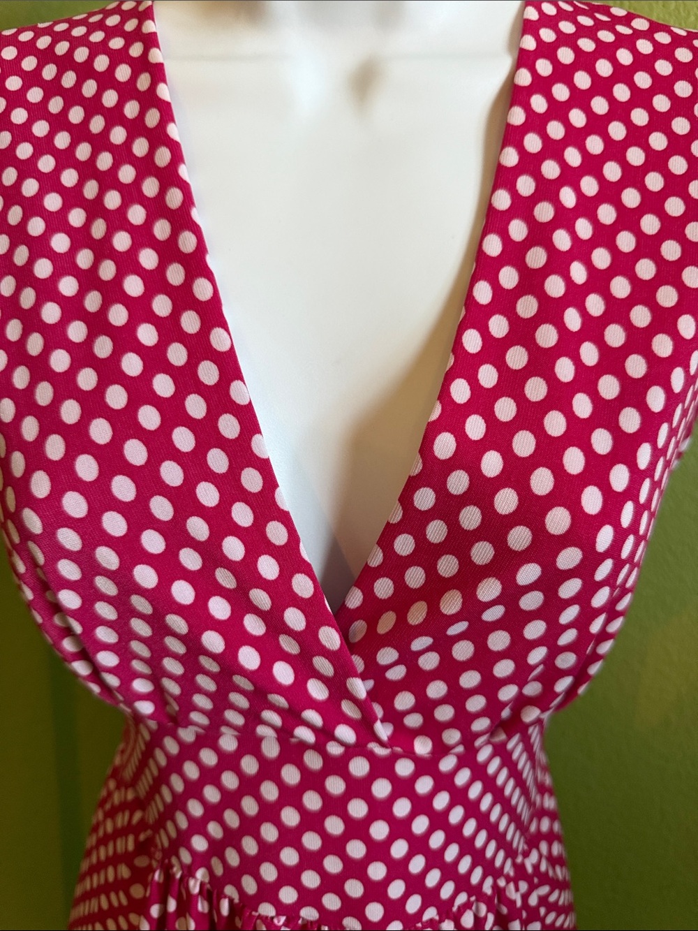 Jon & Anna Fuchsia Polka Dot V-Neck Midi Dress - Picture 3 of 5
